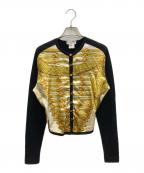 HERMESエルメス）の古着「シルク切替カシミヤカーディガン」｜ブラック×イエロー