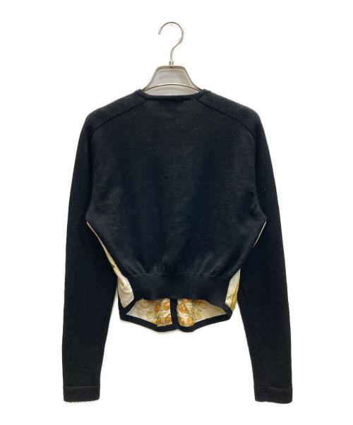 HERMES（エルメス）HERMES (エルメス) シルク切替カシミヤカーディガン ブラック×イエロー サイズ:SIZE 36の古着・服飾アイテム