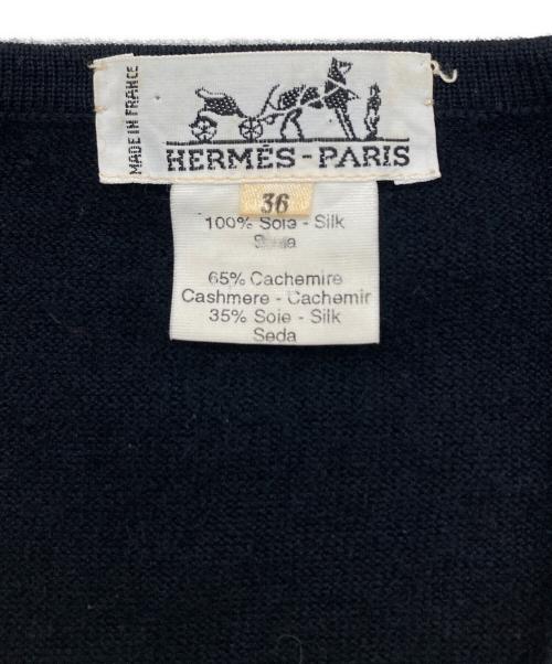 HERMES（エルメス）HERMES (エルメス) シルク切替カシミヤカーディガン ブラック×イエロー サイズ:SIZE 36の古着・服飾アイテム