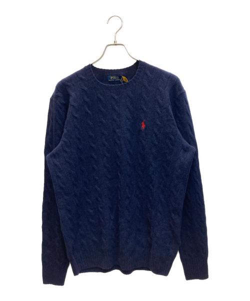 POLO RALPH LAUREN（ポロ・ラルフローレン）POLO RALPH LAUREN (ポロ・ラルフローレン) カシミヤ混ケーブルニット ネイビー サイズ:L 未使用品の古着・服飾アイテム