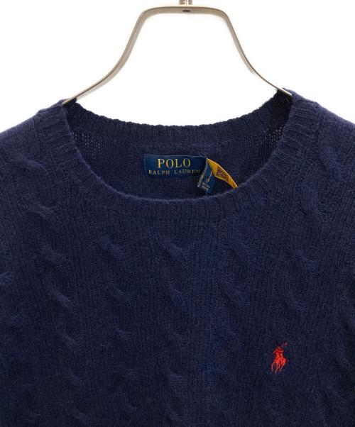 POLO RALPH LAUREN（ポロ・ラルフローレン）POLO RALPH LAUREN (ポロ・ラルフローレン) カシミヤ混ケーブルニット ネイビー サイズ:L 未使用品の古着・服飾アイテム
