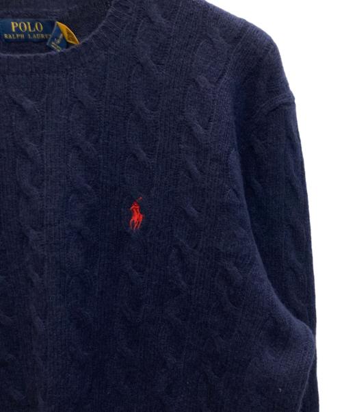 POLO RALPH LAUREN（ポロ・ラルフローレン）POLO RALPH LAUREN (ポロ・ラルフローレン) カシミヤ混ケーブルニット ネイビー サイズ:L 未使用品の古着・服飾アイテム
