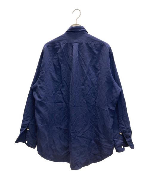 RALPH LAUREN（ラルフローレン）RALPH LAUREN (ラルフローレン) シルク混ボタンダウンシャツ ネイビー サイズ:SIZE Lの古着・服飾アイテム