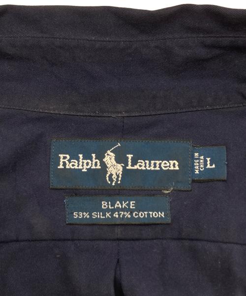 RALPH LAUREN（ラルフローレン）RALPH LAUREN (ラルフローレン) シルク混ボタンダウンシャツ ネイビー サイズ:SIZE Lの古着・服飾アイテム