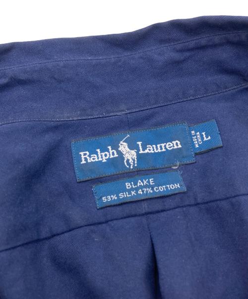 RALPH LAUREN（ラルフローレン）RALPH LAUREN (ラルフローレン) シルク混ボタンダウンシャツ ネイビー サイズ:SIZE Lの古着・服飾アイテム