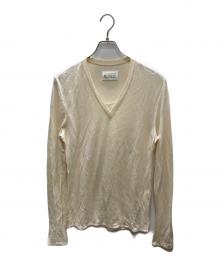 Maison Margiela（メゾンマルジェラ）の古着「ウール レーヨン Vネックカットソー」｜ベージュ