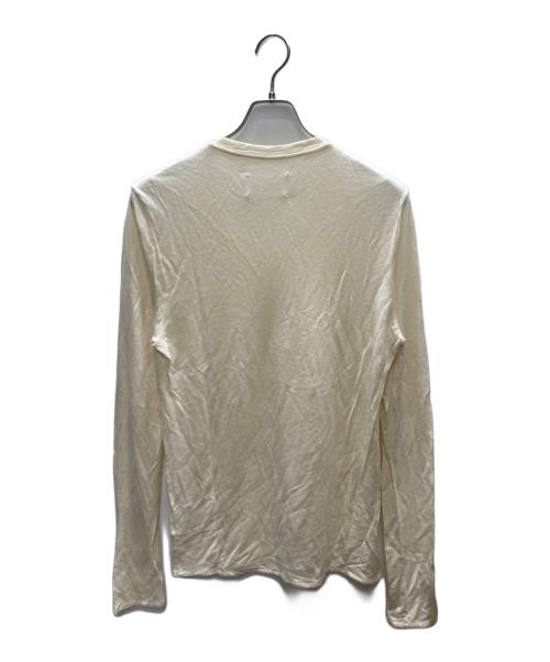 Maison Margiela（メゾンマルジェラ）Maison Margiela (メゾンマルジェラ) ウール レーヨン Vネックカットソー ベージュ サイズ:SIZE 48の古着・服飾アイテム