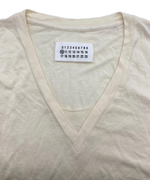 Maison Margiela（メゾンマルジェラ）Maison Margiela (メゾンマルジェラ) ウール レーヨン Vネックカットソー ベージュ サイズ:SIZE 48の古着・服飾アイテム