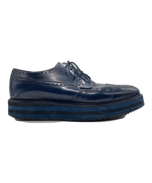 PRADA（プラダ）PRADA (プラダ) ウィングチップレースアップシューズ ネイビー サイズ:SIZE 7 1/2の古着・服飾アイテム