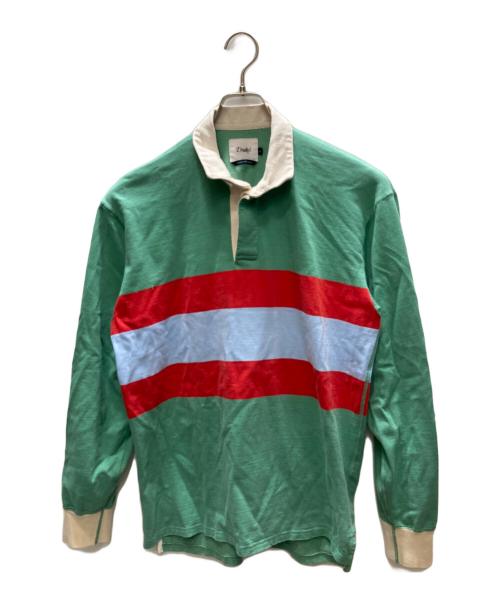 DRAKE'S（ドレイクス）DRAKE'S (ドレイクス) ミドルストライプ ラグビーシャツ グリーン×レッド サイズ:SIZE Lの古着・服飾アイテム