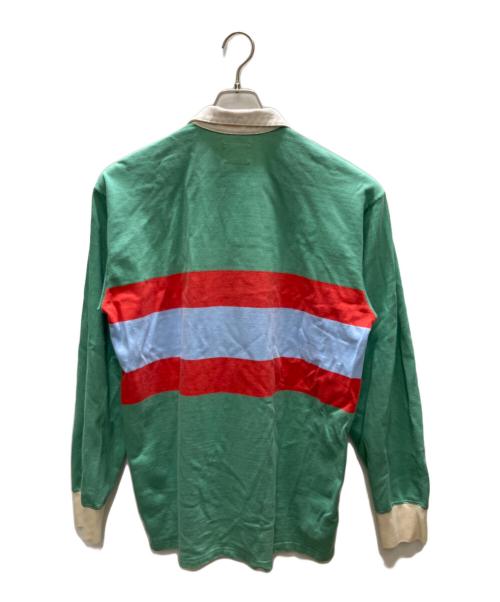 DRAKE'S（ドレイクス）DRAKE'S (ドレイクス) ミドルストライプ ラグビーシャツ グリーン×レッド サイズ:SIZE Lの古着・服飾アイテム