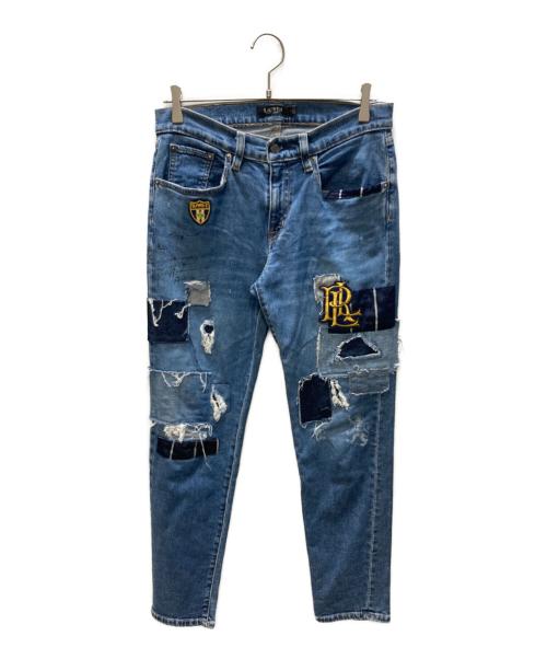 LAUREN RALPH LAUREN（ローレンラルフローレン）LAUREN RALPH LAUREN (ローレンラルフローレン) パッチワークデニムパンツ インディゴ サイズ:SIZE 4の古着・服飾アイテム