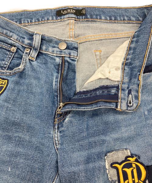 LAUREN RALPH LAUREN（ローレンラルフローレン）LAUREN RALPH LAUREN (ローレンラルフローレン) パッチワークデニムパンツ インディゴ サイズ:SIZE 4の古着・服飾アイテム