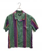 stussyステューシー）の古着「Big Stripe shirt」｜グリーン