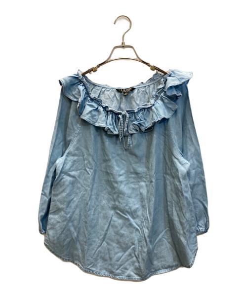 LAUREN RALPH LAUREN（ローレンラルフローレン）LAUREN RALPH LAUREN (ローレンラルフローレン) フリルブラウス インディゴ サイズ:Sの古着・服飾アイテム