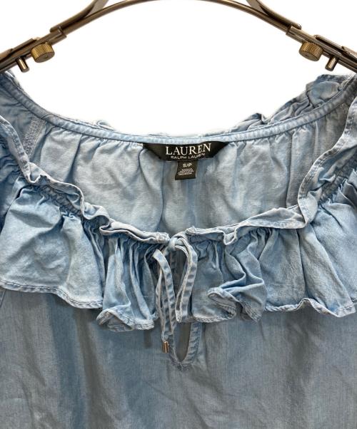 LAUREN RALPH LAUREN（ローレンラルフローレン）LAUREN RALPH LAUREN (ローレンラルフローレン) フリルブラウス インディゴ サイズ:Sの古着・服飾アイテム