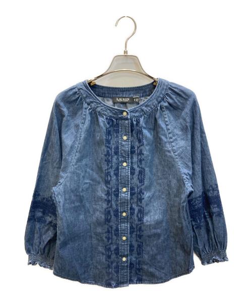 LAUREN RALPH LAUREN（ローレン ラルフ ローレン）LAUREN RALPH LAUREN (ローレン ラルフ ローレン) エンブロイダード デニム シャツブラウス インディゴ サイズ:SIZE Sの古着・服飾アイテム