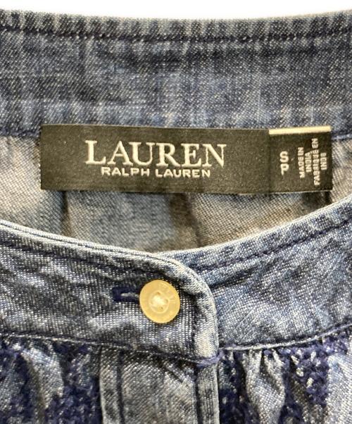 LAUREN RALPH LAUREN（ローレン ラルフ ローレン）LAUREN RALPH LAUREN (ローレン ラルフ ローレン) エンブロイダード デニム シャツブラウス インディゴ サイズ:SIZE Sの古着・服飾アイテム