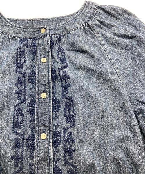 LAUREN RALPH LAUREN（ローレン ラルフ ローレン）LAUREN RALPH LAUREN (ローレン ラルフ ローレン) エンブロイダード デニム シャツブラウス インディゴ サイズ:SIZE Sの古着・服飾アイテム