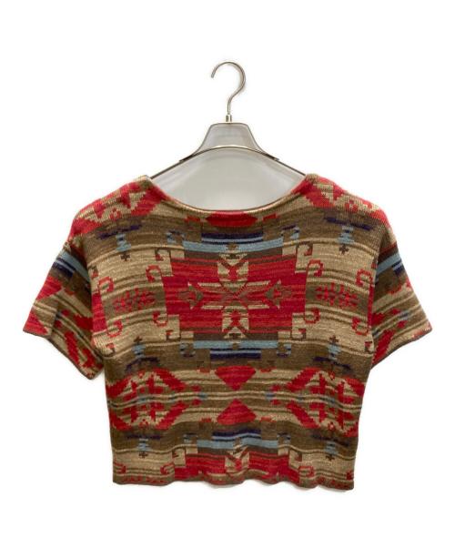 LAUREN RALPH LAUREN（ローレン ラルフ ローレン）LAUREN RALPH LAUREN (ローレン ラルフ ローレン) ネイティブ柄半袖ニット レッド×ベージュ サイズ:SIZE Sの古着・服飾アイテム