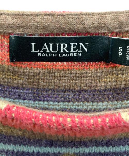 LAUREN RALPH LAUREN（ローレン ラルフ ローレン）LAUREN RALPH LAUREN (ローレン ラルフ ローレン) ネイティブ柄半袖ニット レッド×ベージュ サイズ:SIZE Sの古着・服飾アイテム