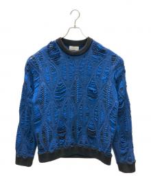 taupe（トープ）の古着「LACE ARAN CREW-NECK KNIT」｜ブルー
