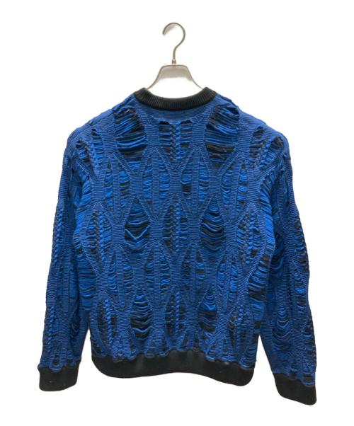 taupe（トープ）taupe (トープ) LACE ARAN CREW-NECK KNIT ブルー サイズ:SIZE 2の古着・服飾アイテム