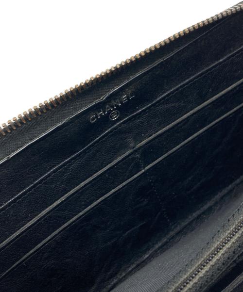 CHANEL（シャネル）CHANEL (シャネル) スタッズラウンドファスナーウォレット ブラック サイズ:下記参照の古着・服飾アイテム