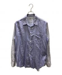 COMME des GARCONS HOMME（コムデギャルソン オム）の古着「ハウンドトゥース袖ストライプ両面切替シャツ」｜ブルー