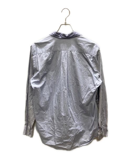 COMME des GARCONS HOMME（コムデギャルソン オム）COMME des GARCONS HOMME (コムデギャルソン オム) ハウンドトゥース袖ストライプ両面切替シャツ ブルー サイズ:SIZE Lの古着・服飾アイテム