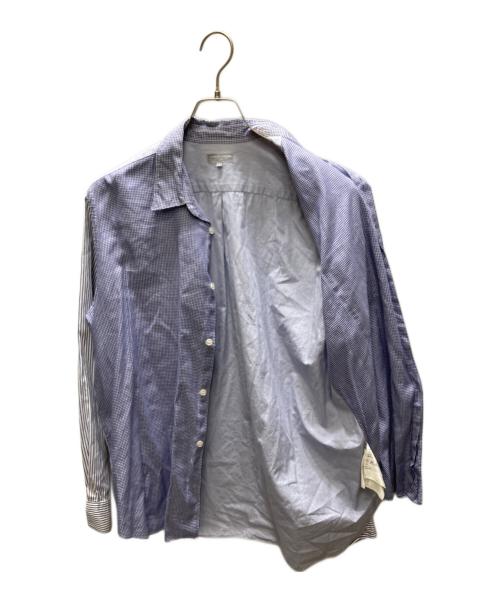 COMME des GARCONS HOMME（コムデギャルソン オム）COMME des GARCONS HOMME (コムデギャルソン オム) ハウンドトゥース袖ストライプ両面切替シャツ ブルー サイズ:SIZE Lの古着・服飾アイテム