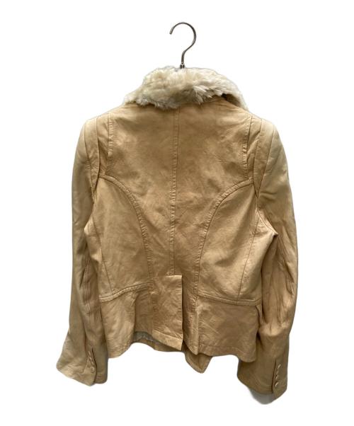 ANN DEMEULEMEESTER（アンドゥムルメステール）ANN DEMEULEMEESTER (アンドゥムルメステール) ファー切替レザージャケット ベージュ サイズ:42の古着・服飾アイテム