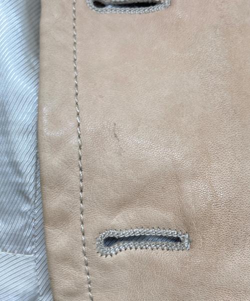 ANN DEMEULEMEESTER（アンドゥムルメステール）ANN DEMEULEMEESTER (アンドゥムルメステール) ファー切替レザージャケット ベージュ サイズ:42の古着・服飾アイテム