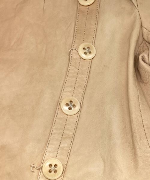 ANN DEMEULEMEESTER（アンドゥムルメステール）ANN DEMEULEMEESTER (アンドゥムルメステール) ファー切替レザージャケット ベージュ サイズ:42の古着・服飾アイテム