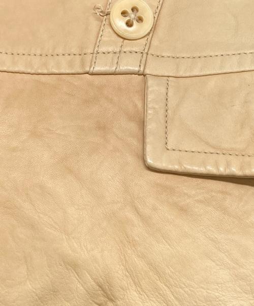 ANN DEMEULEMEESTER（アンドゥムルメステール）ANN DEMEULEMEESTER (アンドゥムルメステール) ファー切替レザージャケット ベージュ サイズ:42の古着・服飾アイテム
