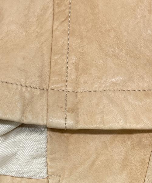 ANN DEMEULEMEESTER（アンドゥムルメステール）ANN DEMEULEMEESTER (アンドゥムルメステール) ファー切替レザージャケット ベージュ サイズ:42の古着・服飾アイテム