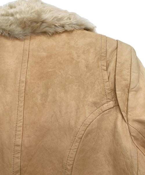 ANN DEMEULEMEESTER（アンドゥムルメステール）ANN DEMEULEMEESTER (アンドゥムルメステール) ファー切替レザージャケット ベージュ サイズ:42の古着・服飾アイテム