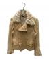 ANN DEMEULEMEESTER（アンドゥムルメステール）の古着「ファー切替レザージャケット」｜ベージュ