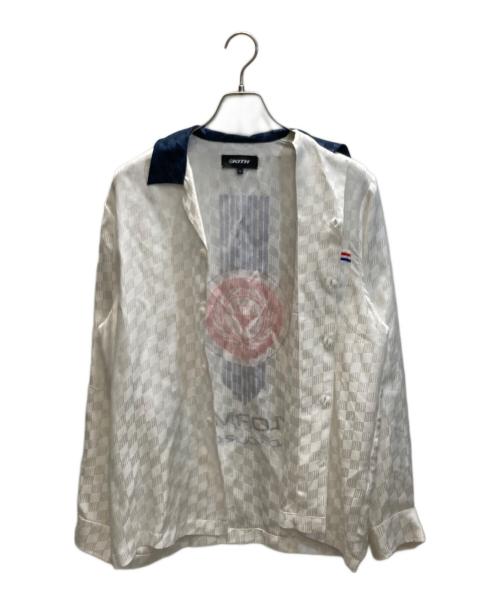 KITH（キス）KITH (キス) TaylorMade (テーラーメイド) Stinger Camp Collar Shirt ホワイト×ネイビー サイズ:SIZE Sの古着・服飾アイテム