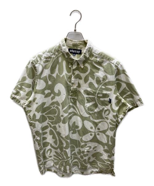 stussy（ステューシー）stussy (ステューシー) プルオーバーアロハシャツ カーキ×ベージュ サイズ:Lの古着・服飾アイテム
