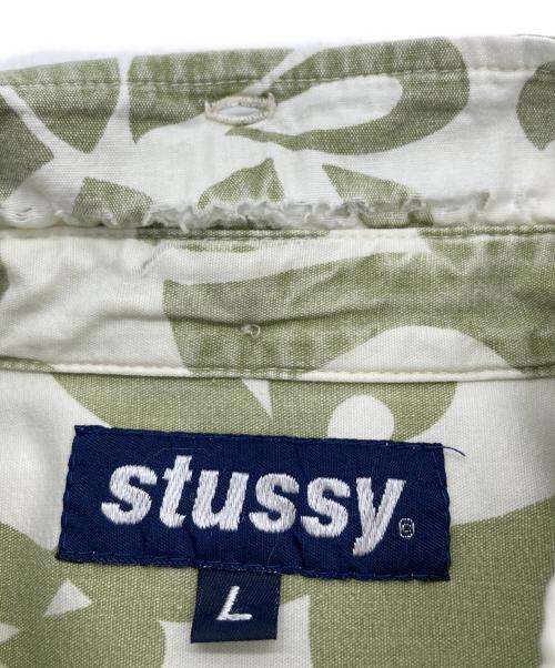 stussy（ステューシー）stussy (ステューシー) プルオーバーアロハシャツ カーキ×ベージュ サイズ:Lの古着・服飾アイテム