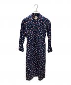 People Tree×V&Aピープルツリー）の古着「総柄ワンピース」｜ネイビー