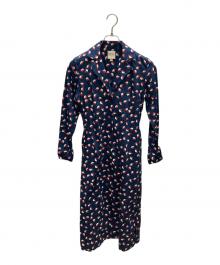 People Tree×V&A（ピープルツリー）の古着「総柄ワンピース」｜ネイビー