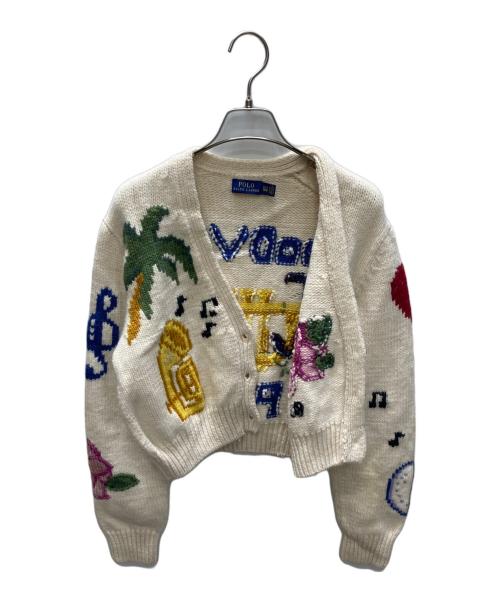POLO RALPH LAUREN（ポロ・ラルフローレン）POLO RALPH LAUREN (ポロ・ラルフローレン) GOOD VIBES ロゴ ウールブレンド カーディガン ホワイト サイズ:XSの古着・服飾アイテム
