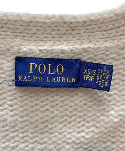 POLO RALPH LAUREN（ポロ・ラルフローレン）POLO RALPH LAUREN (ポロ・ラルフローレン) GOOD VIBES ロゴ ウールブレンド カーディガン ホワイト サイズ:XSの古着・服飾アイテム