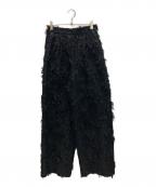 MAISON SPECIALメゾンスペシャル）の古着「Cut Fringe Jacquard Pants」｜ブラック