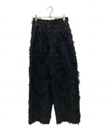 MAISON SPECIAL（メゾンスペシャル）の古着「Cut Fringe Jacquard Pants」｜ブラック