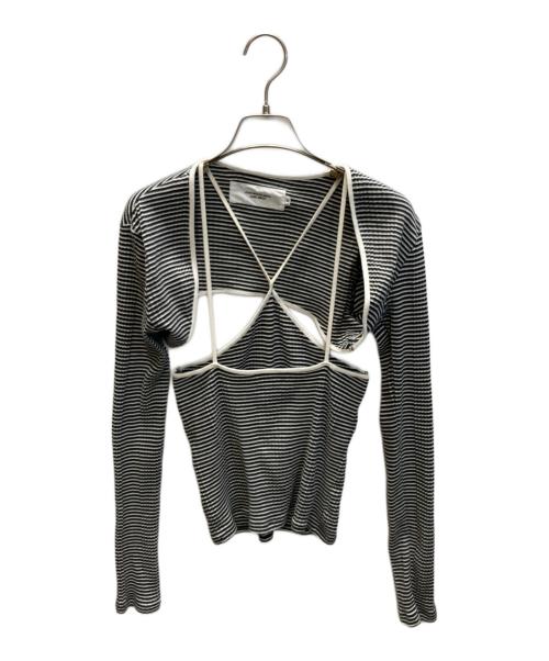 JANE SMITH（ジェーンスミス）JANE SMITH (ジェーンスミス) CUT L/S カットソー ブラック×ホワイト サイズ:SIZE Mの古着・服飾アイテム