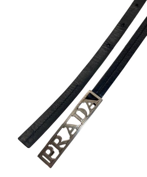 PRADA（プラダ）PRADA (プラダ) ロゴバックルナローベルト ブラック サイズ:SIZE 75/30cmの古着・服飾アイテム