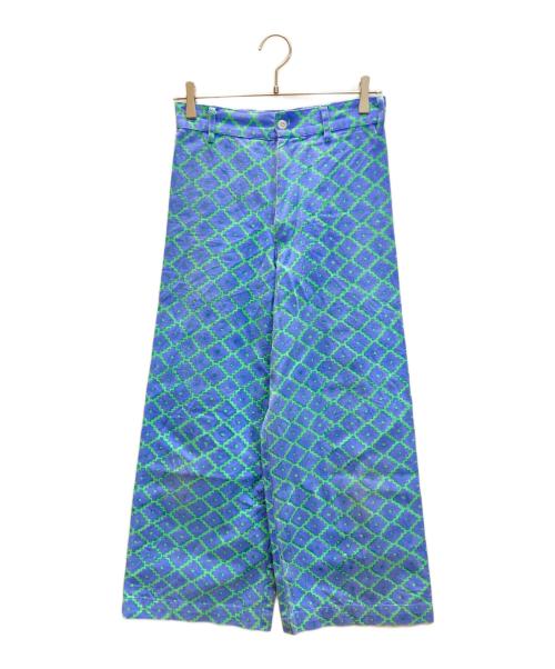 SZ Blockprints（エスゼットブロックプリント）SZ Blockprints (エスゼットブロックプリント) DISCO PANT GEO ブルー×グリーン サイズ:SIZE Sの古着・服飾アイテム
